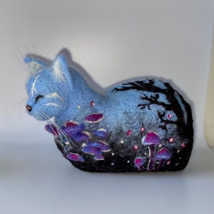 Enchanted forest catloaf needlefelted decoration