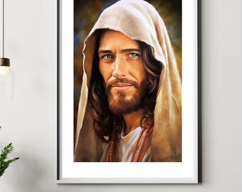 Loving Jesus,  smiling Jesus, digital art or an oil painting, artwall