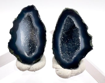 Crystal Geode Pair (Tabasco, Zacatecas, Mexico) – 4.86g, druzy geode, fairy wings