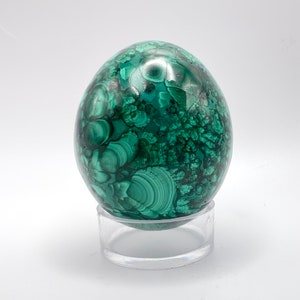 Polished Malachite Crystal Egg (Democratic Republic of the Congo) - 163g, beautiful flowering and eyes!