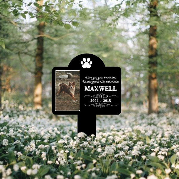 Loss of Dog Memorial Grave Stake, Dog Photo Paw Prints Stake, Dog Loss Grave Marker, Remembrance Stake For Dog Owner, Pet Portrait Plaque