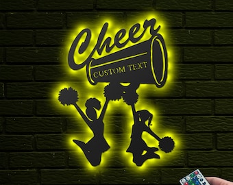 Custom Cheerleader Metal Wall Art with LED Lights, Cheerleader Team Gifts