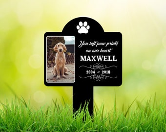 Dog Photo Memorial Stake Custom, Pet Portrait Sympathy Grave Marker, Dog Cat Loss Bereavement Grave Plaque, Pet Paw Print Remembrance Stake