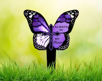 Custom Butterfly Memorial Grave Marker, Sympathy Garden Stake, Acrylic Plaque for Outdoor, Weatherproof