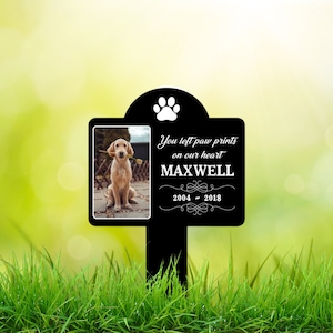 Dog Photo Memorial Stake Custom, Pet Portrait Sympathy Grave Marker, Dog Cat Loss Bereavement Grave Plaque, Pet Paw Print Remembrance Stake