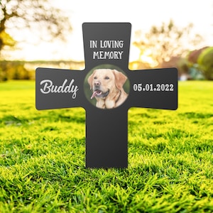 Grave Marker For Dog Personalized, Grave Marker With Photo, Cross Memorial Plaques, Pet Sympathy Gifts, Loss of Pet Grave Marker