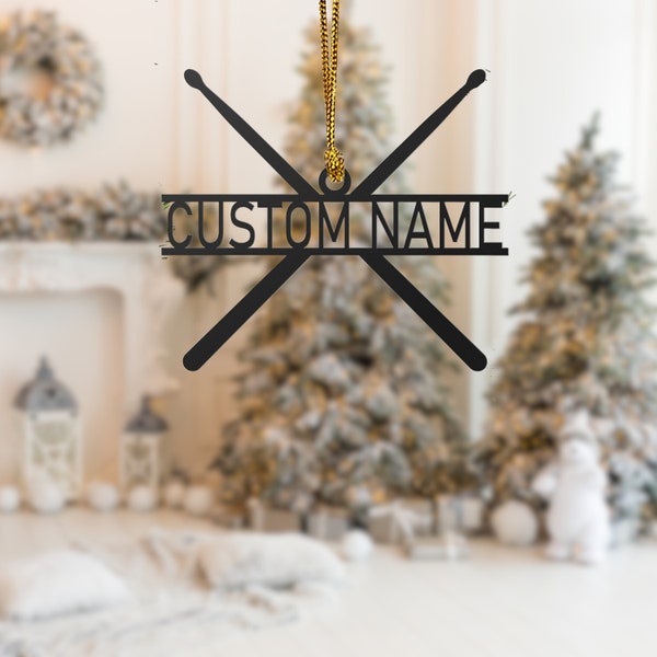 Personalized Drum Stick With Name Ornament, Drummer Custom Name Christmas Ornament, Drum Player Xmas Gifts, Xmas Gifts For Drum Lovers