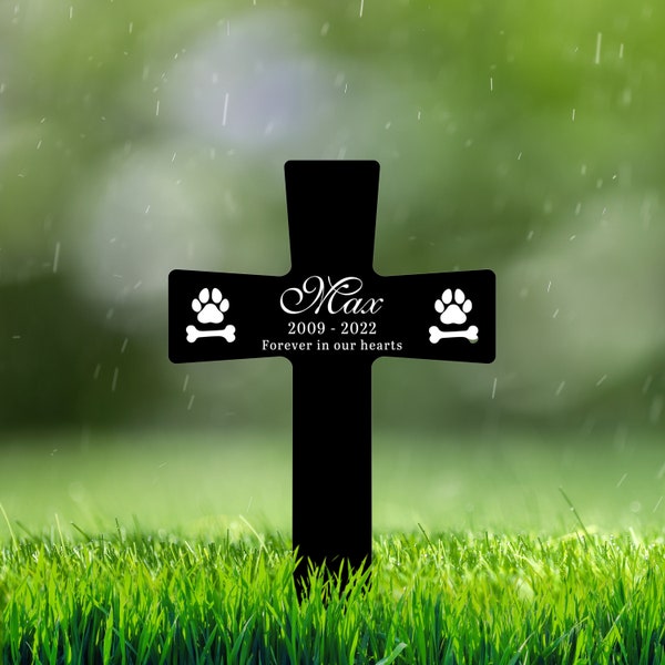 Pet Cross Memorial Grave Stake Custom, Dog Cross Acrylic Stake, Loss of Dog Bereavement Grave Marker, Pet Loss Remembrance Dog Loss Plaque