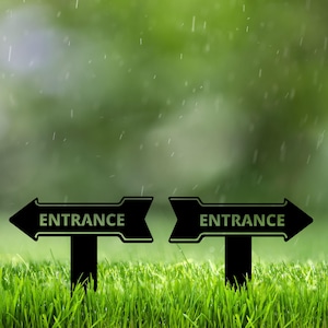 Custom Metal Directional Arrow Sign, Personalized Wayfinding Plaque, Garden Grave Marker