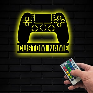 Game Controller Metal Wall Art With Led Lights, Custom Gaming Zone Decor Gift For Gamer, Switch Controller Wall Hanging,  Man Cave Room