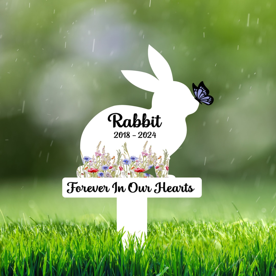 Rabbit Grave Marker Personalized, Rabbit Memorial Metal Plaque, Bunny ...