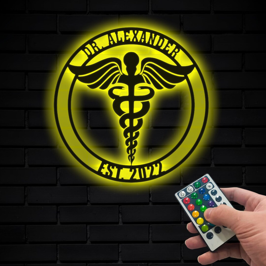 Metal Doctor Sign Personalized, Health Care Wall Sign With LED, Custom ...
