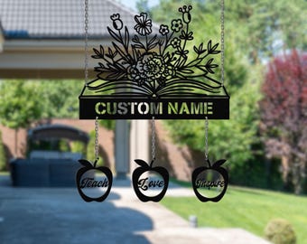 Teacher Metal Wind Chimes Personalized, Back To School Gifts, Teacher Appreciation Wind Chimes  for Outdoor Decor, Teacher Retirement Gifts