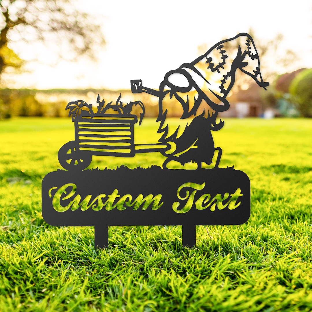 Gnome Metal Garden Sign Personalized, Garden Sign, Gardener