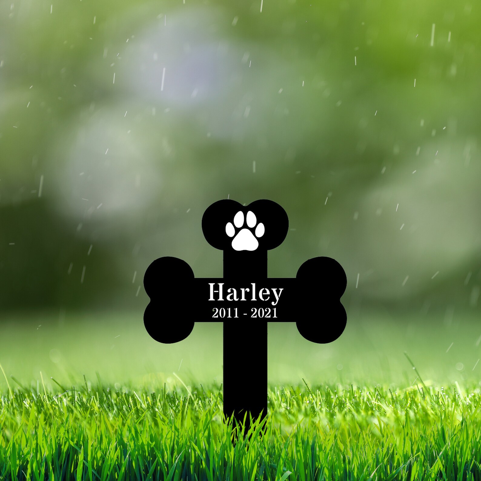 Dog Paw Print Metal Stake Custom, Dog Loss Acrylic Stake, You Left Paw