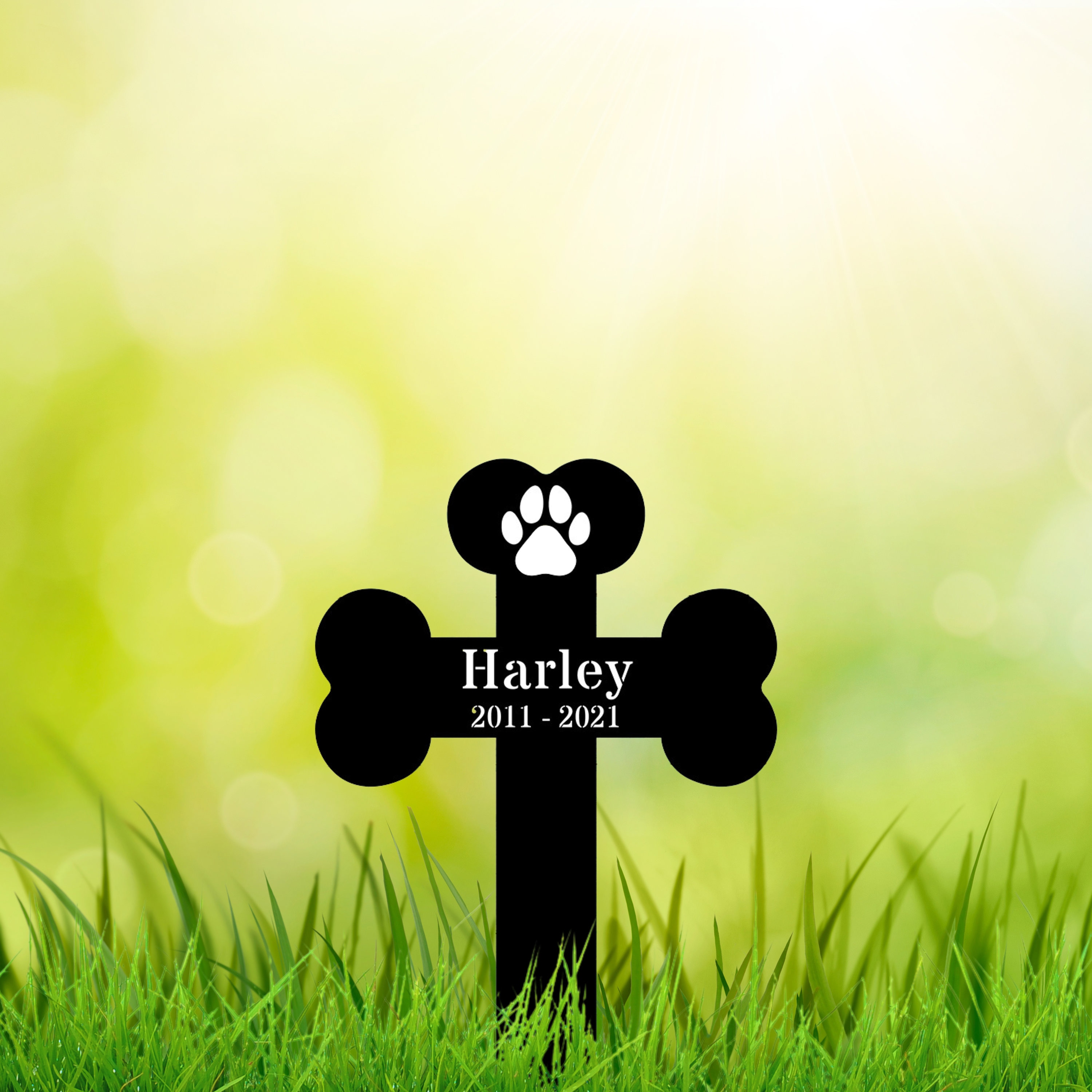 Dog Paw Print Metal Stake Custom, Dog Loss Acrylic Stake, You Left Paw