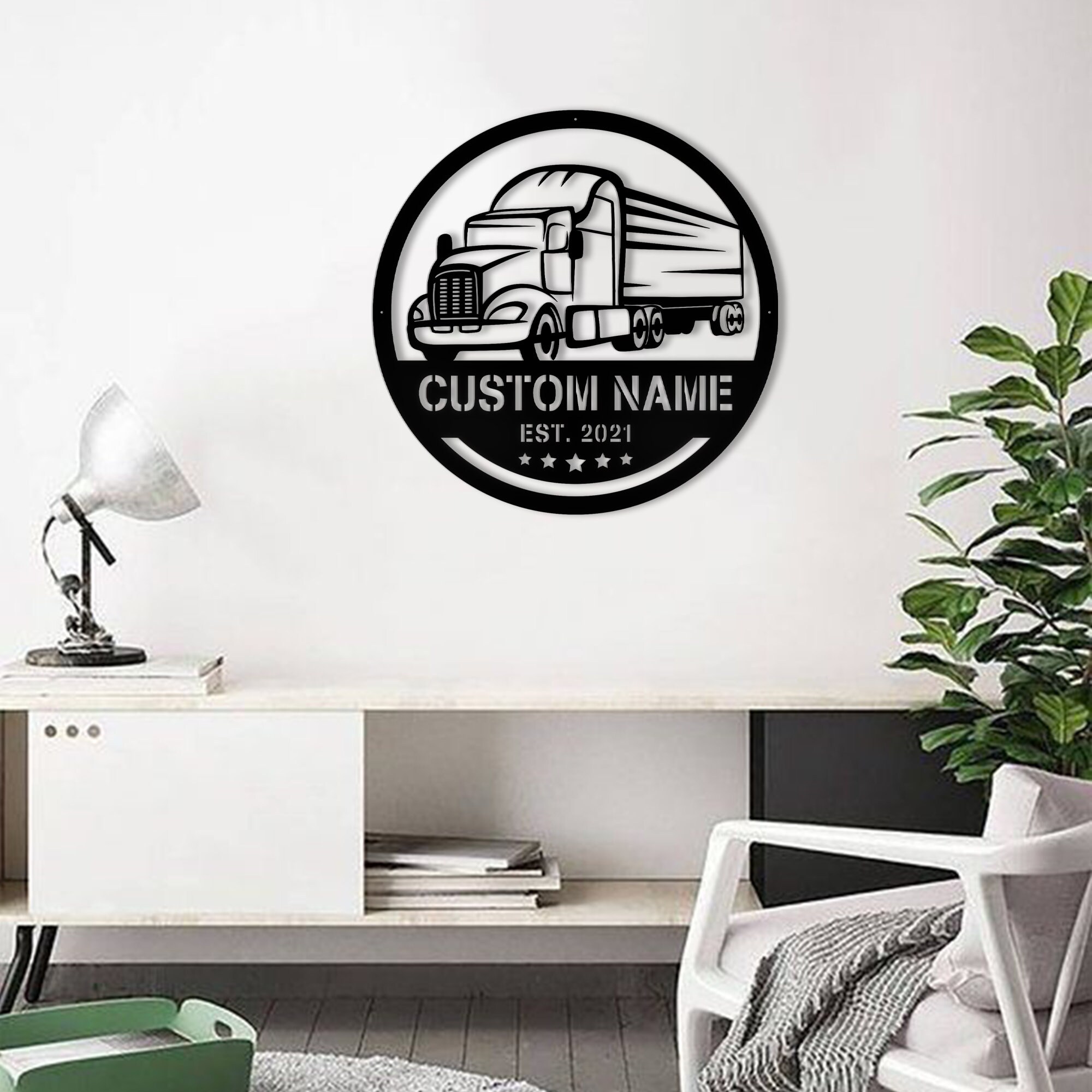 Custom Semi Truck Metal Sign With Led, Shipping Company Office Welcome ...