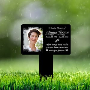 Photo Grave Marker Personalized, Temporary Grave Marker With Photo, Memorial Plaque with Stake for Outdoors, Grave Plaque for Gardens