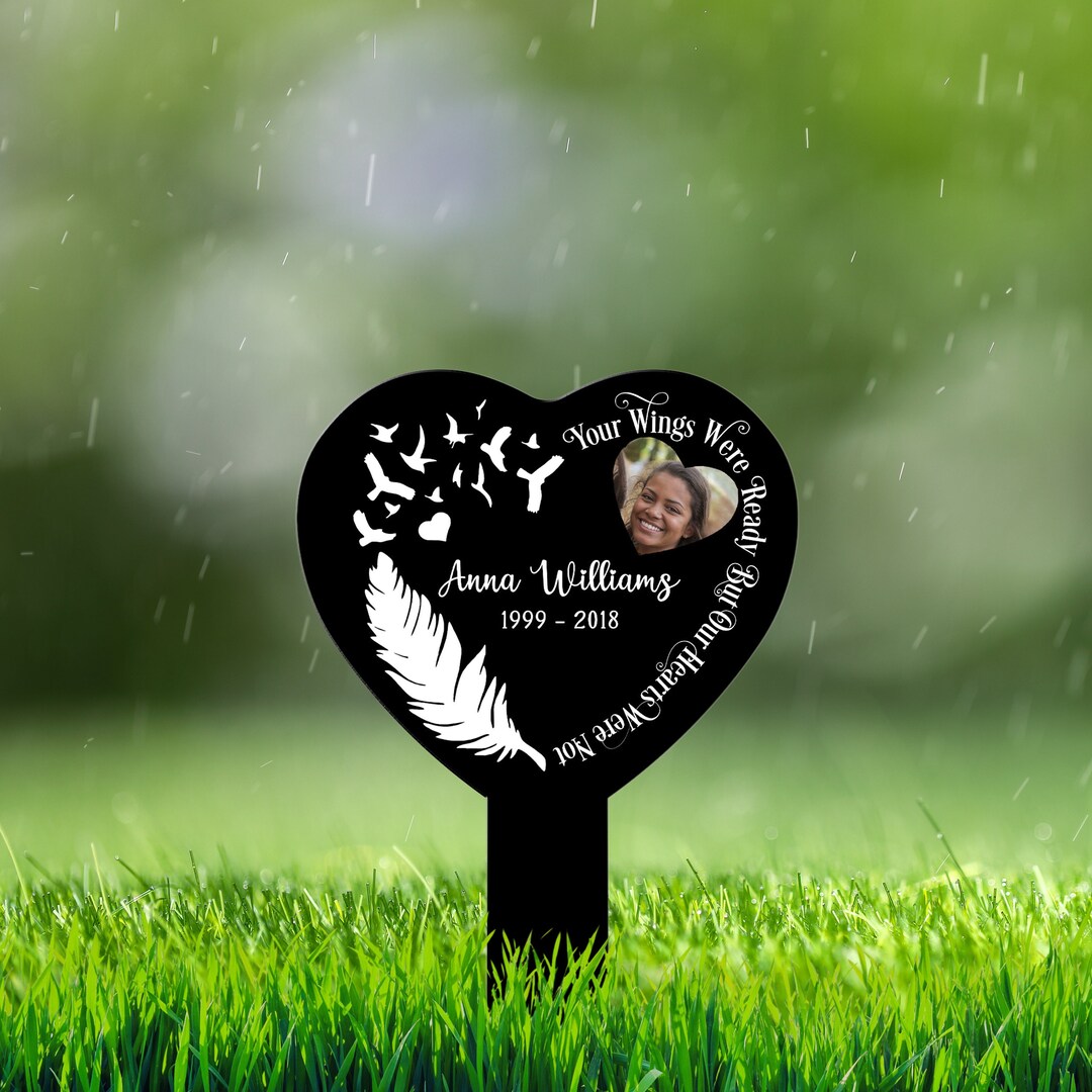Loss of Loved Ones Grave Stake Personalized, Photo Grave Marker, Heart