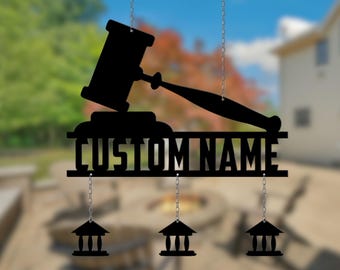 Wind Chimes for Garden Personalized, Metal Wind Chimes, Custom Wind Chimes for Outdoor, Gift for Lawyer, Retirement gifts for Paralegal