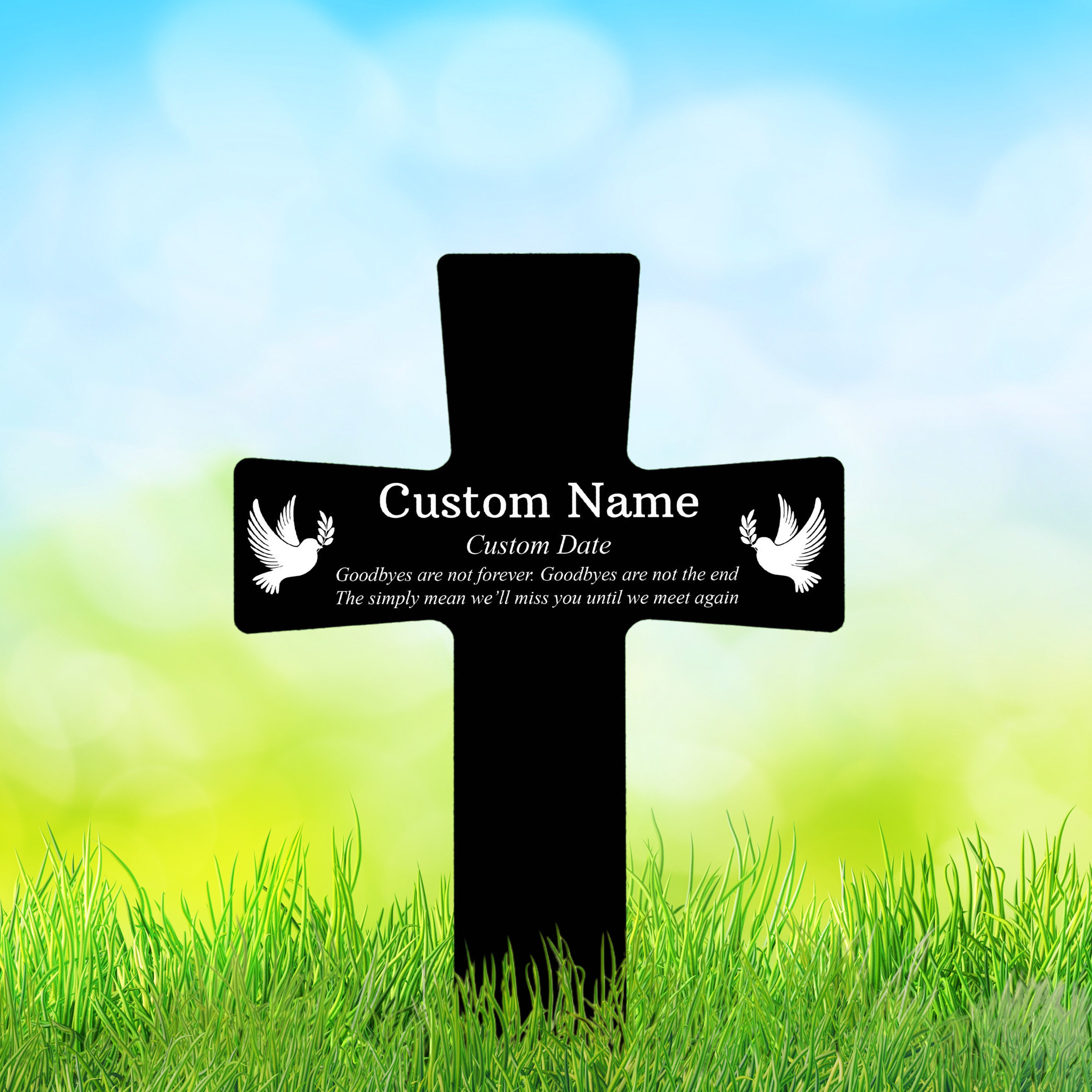 Personalized Cross Grave Marker, Loss of Loved One Plaque, Outdoor