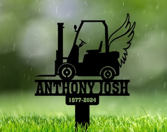 Personalized Forklift Driver Memorial Stake, Dad Loss Plaque for Cemetery