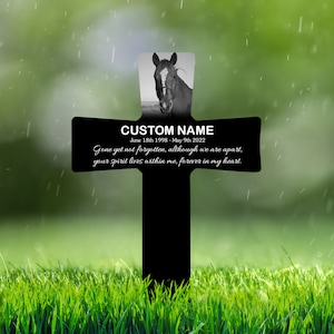 Personalized Horse Photo Memorial Plaques, Horse Cross Grave Marker, Sympathy Gift For Horse Owner, Horse Remembrance Bereavement Stake