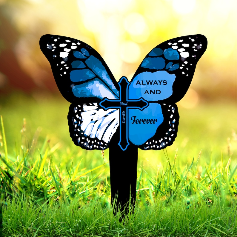 Custom Butterfly Grave Marker, Loss of Loved One, Sympathy Grave Stake