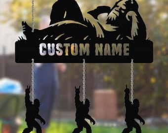 Bigfoot Metal Wind Chimes Personalized, Funny Wind Chimes for Yard decor, Wind Chimes Gifts for Dada, Bigfoot Wind Chimes