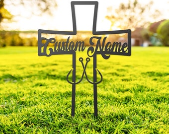 Personalized Fishing Memorial Sign, Metal Grave Marker, Fishman Remembrance for Outdoor, Dad Loss Gift