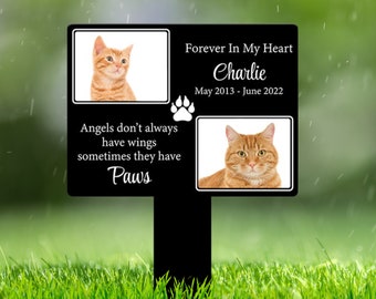 Custom Cat Memorial Grave Marker, Photo Sympathy Stake for Outdoor (Waterproof)