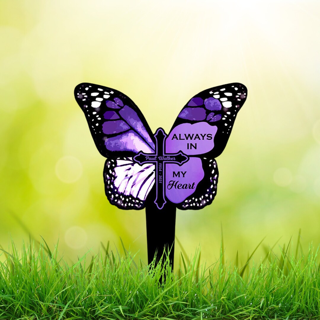 Custom Butterfly Grave Marker, Loss of Loved One, Sympathy Grave Stake