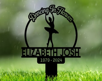 Custom Memorial Plaque for Ballerina, Ballet Teacher Metal Cross, Temporary Grave Marker for Girls, Dancing In Heaven, Remembrance Cross
