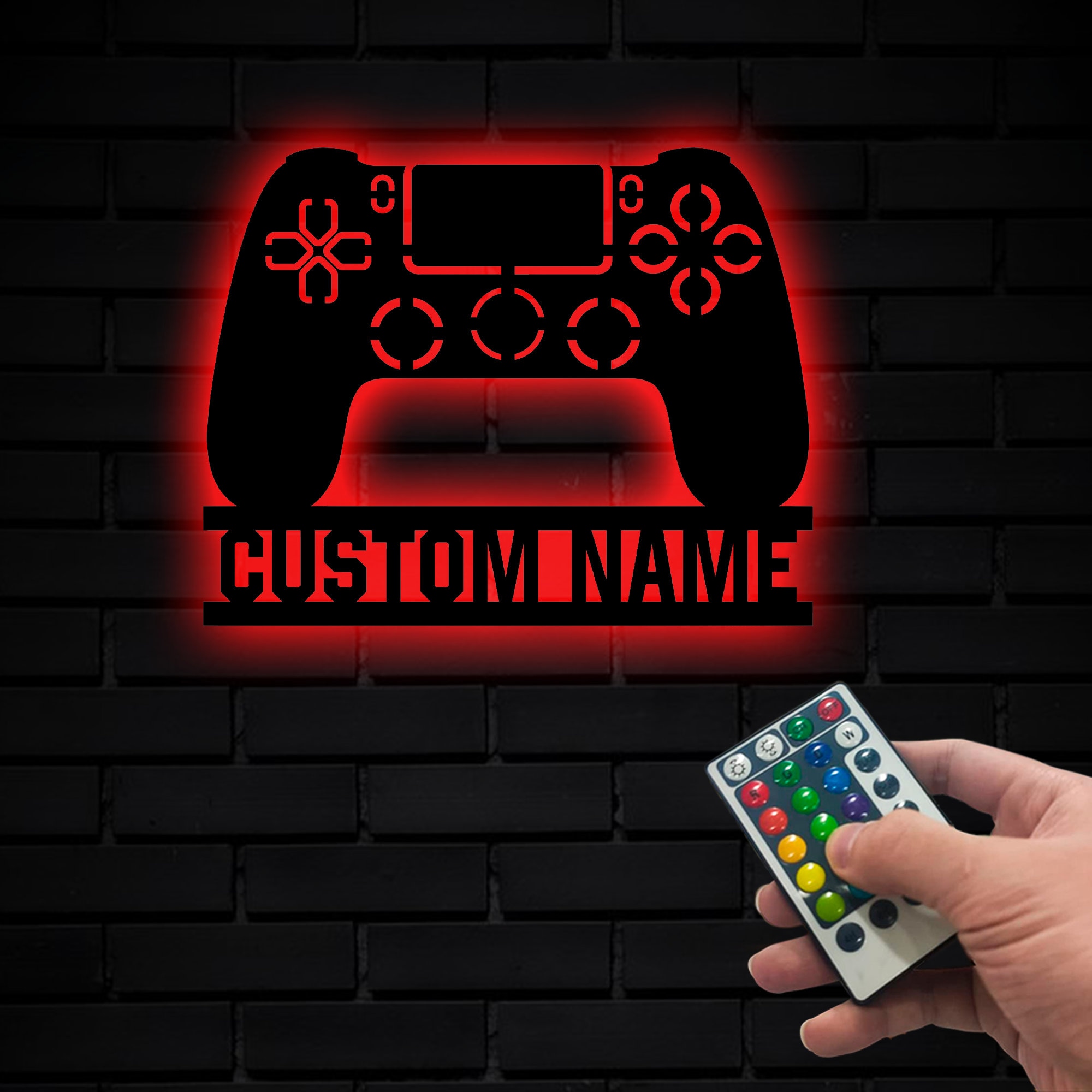 Game Controller Metal Wall Art With Led Lights, Custom Gaming Zone ...