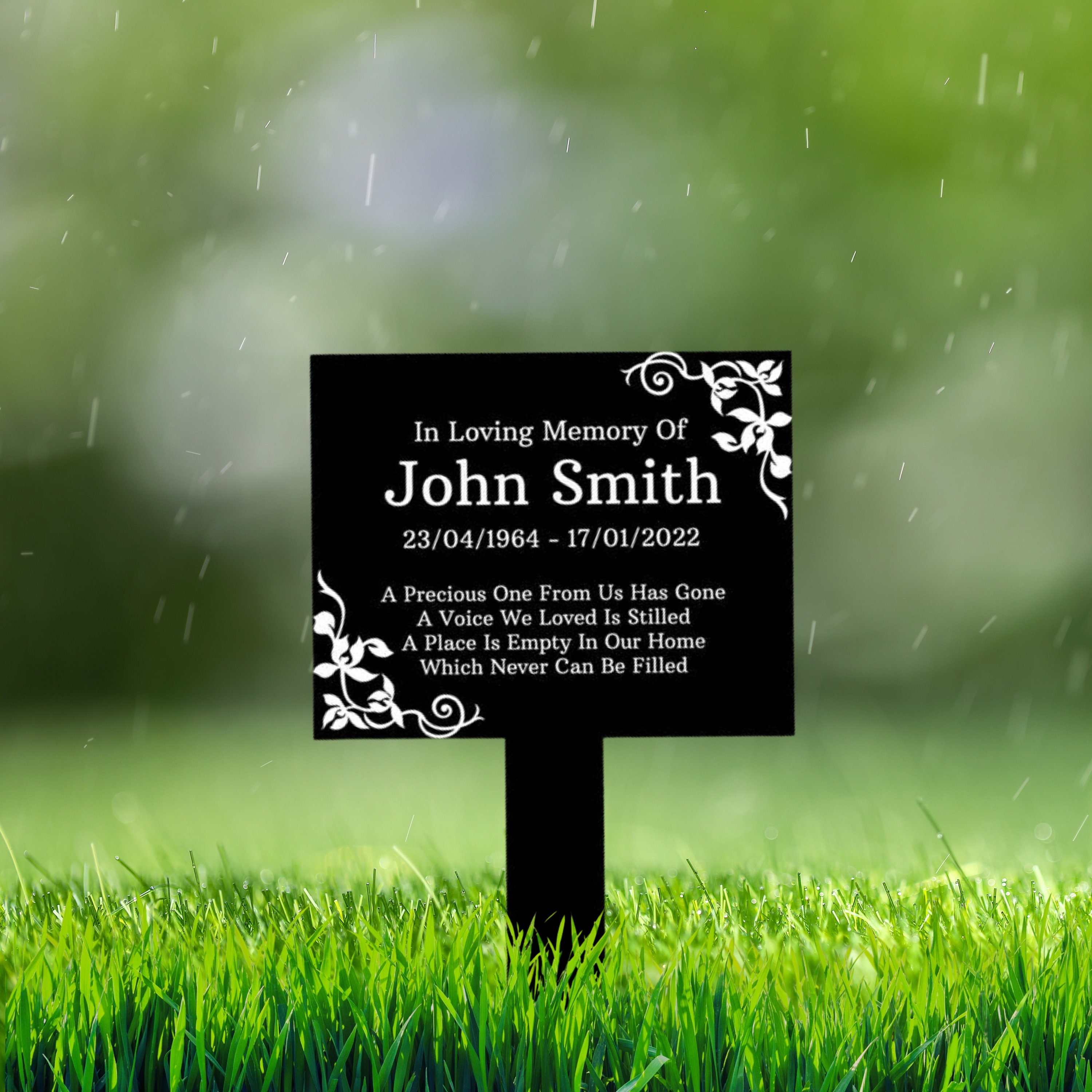 Personalized Granite Memorial Grave Marker – Loved One Headstone Garden Plaque – Waterproof & Engraved (t4)