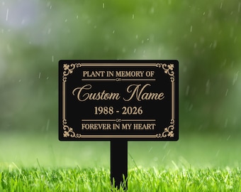 Personalized Garden Memorial Sign, Cemetery Sympathy Plaque, Metal Weatherproof for Outdoor