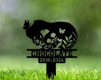Personalized Pet Sympathy Garden Marker, Guinea Pig Memorial Stake, Remembrance Plaque for outdoor (Weatherproof)