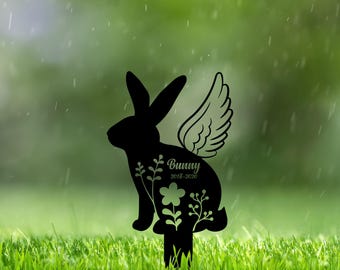 Custom Pet Grave Marker, Bunny Memorial Metal Stake, Rabbit Sympathy Plaque for Outdoor Cemetery