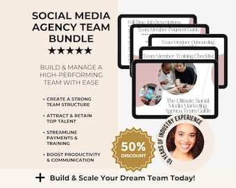Social-Media-AGENTUR-TEAM-Bundle, Einstellungsvorlagen, Business Team Struktur-Leitfaden, Trainings- und Onbording-System Marketing-Team-Leitfaden