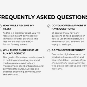 FAQs: Covers common questions about using the templates and integrating them into existing agency workflows.