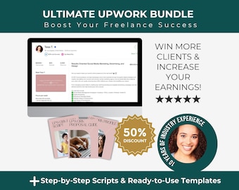 Upwork Bundle, Freelance Guide Handbuch, Virtuelle Assistent Bundle, Von zu Hause aus arbeiten, Geschäftsvorschlag Vorlage, Social Media Player