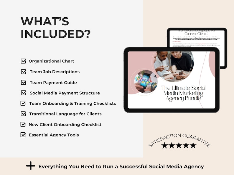 What’s Included: Client onboarding checklists, team management guides, and agency frameworks for seamless operations.