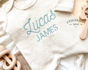 Custom baby Name Romper outfit, Embroidered Romper hospital outfit, coming home outfit, Baby Shower Gift, Custom Name Newborn Outfit Photo