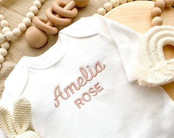Custom newborn girl coming home outfit, Embroidered Romper hospital outfit, coming home outfit, Baby Shower Gift, Custom Name Newborn Outfit