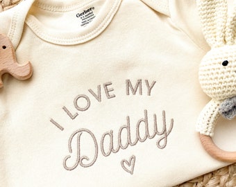 Embroidered I love my daddy Baby Onesies®, husband pregnancy announcement, pregnancy announcement onesie®, Fathers Day Christmas Gift