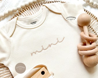 Embroidered Custom Mini Baby Onesies®, mini pregnancy announcement, New baby Gift, Baby Shower Gift, Embroidered mini Baby Gift