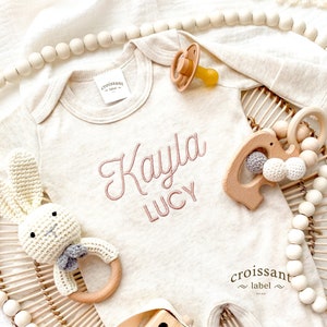 newborn girl coming home outfit, Custom baby Name Romper outfit, Embroidered Romper hospital outfit, Baby Shower Gift, Pink Baby Outfit