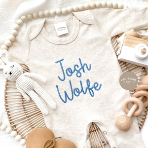 newborn boy coming home outfit, Personalized neutral baby romper Embroidered infant hospital outfit newborn sleeper with footies baby shower