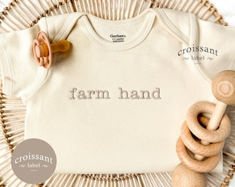 Farm Hand Baby Onesies®, Embroidered Farm Country onesie, Funny onesie, newborn boy outfit, pregnancy announcement to husband