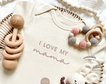Embroidered I love my MAMA Baby Onesies®, Mom Gift, Baby Shower Gift, pregnancy announcement onesie®, Baby Christmas Gift Mom